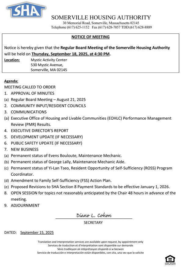 board meeting notice for August 21, 2025