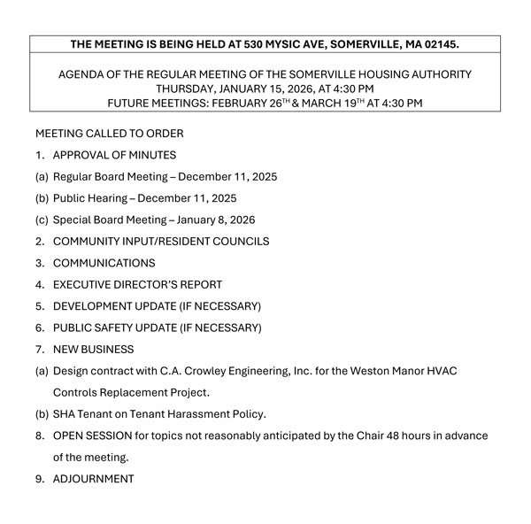 Board Meeting Notice January 15, 2026